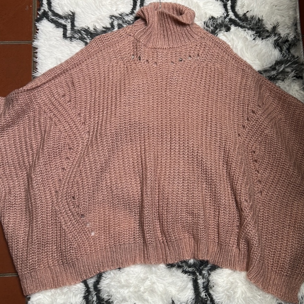 NWT Steve Madden Blush Pink Cowl Neck Sweater Poncho size OSFM